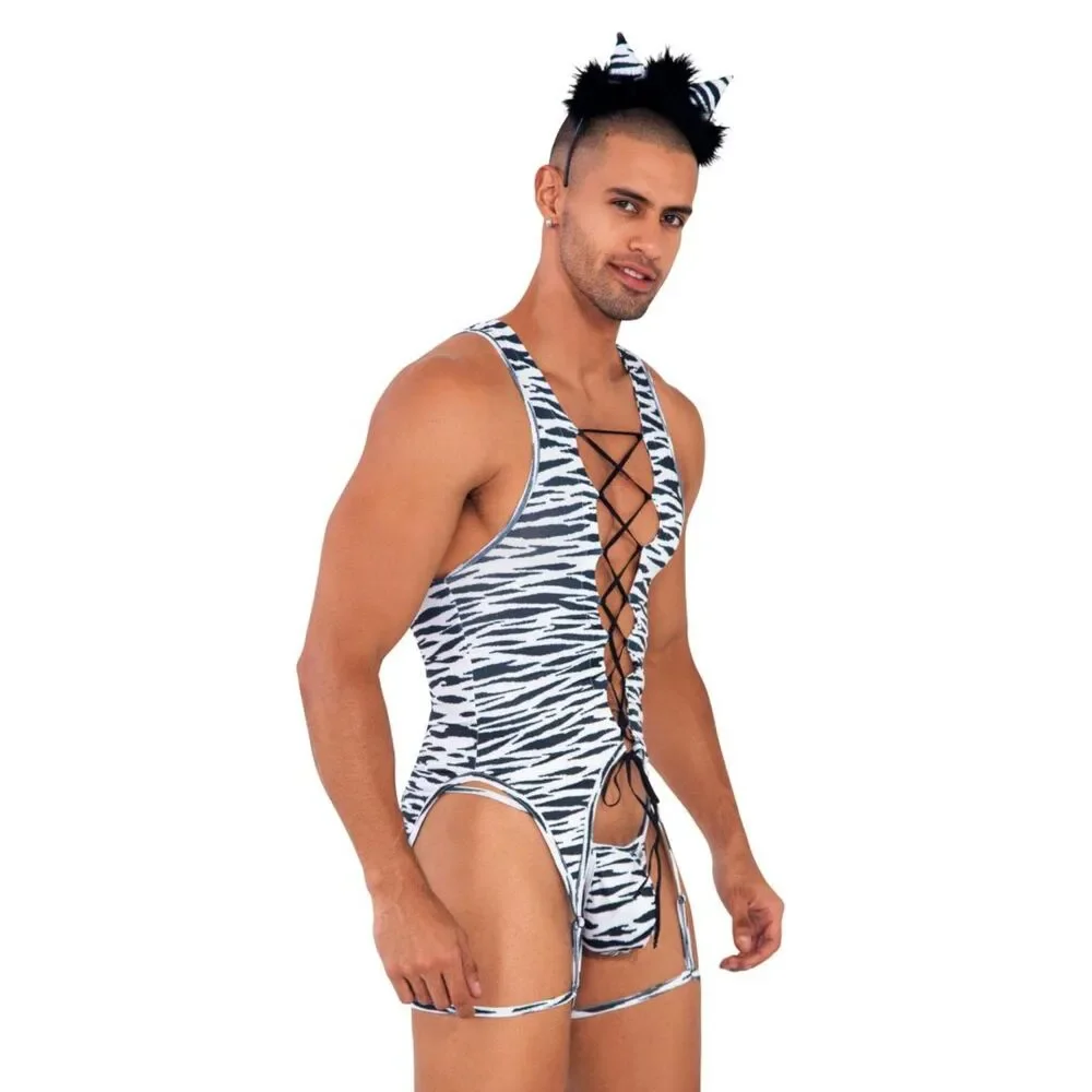{S/M] [L/XL] Candyman Zebra Print Bodysuit Costume 99734